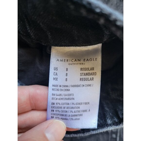 American Eagle Black Skater Jeans Distressed Size 8 Regular Straight Leg Casual - Picture 7 of 8
